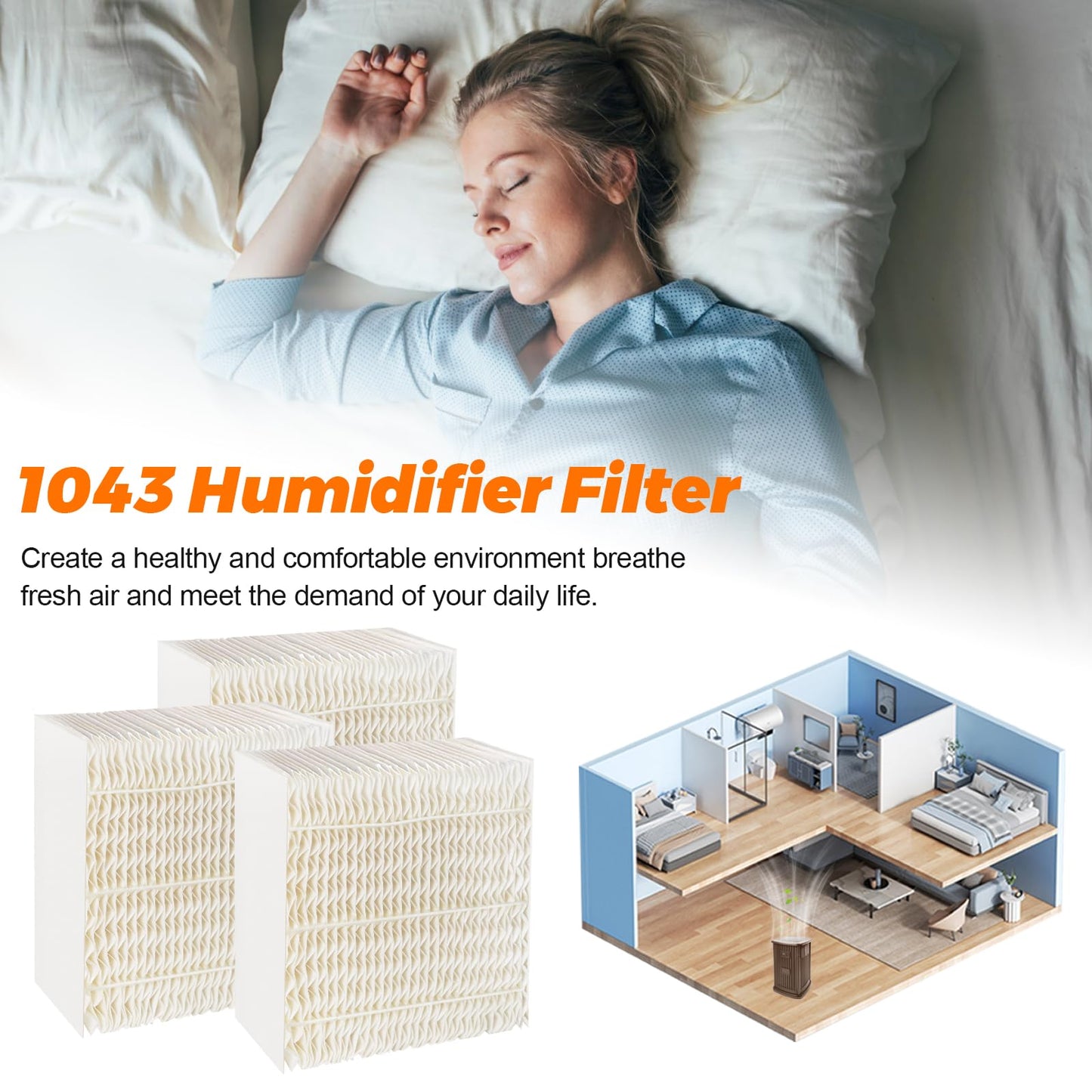 Blutoget 1043 Humidifier Wick Filters 3 Pack Replacement for Essick Air AIRCARE EP9500 EP9700 EP9800 EP9R500 EP9R800 821000 826000 826800 831000 &Bemis Space Saver 800 8000 Series Humidifiers