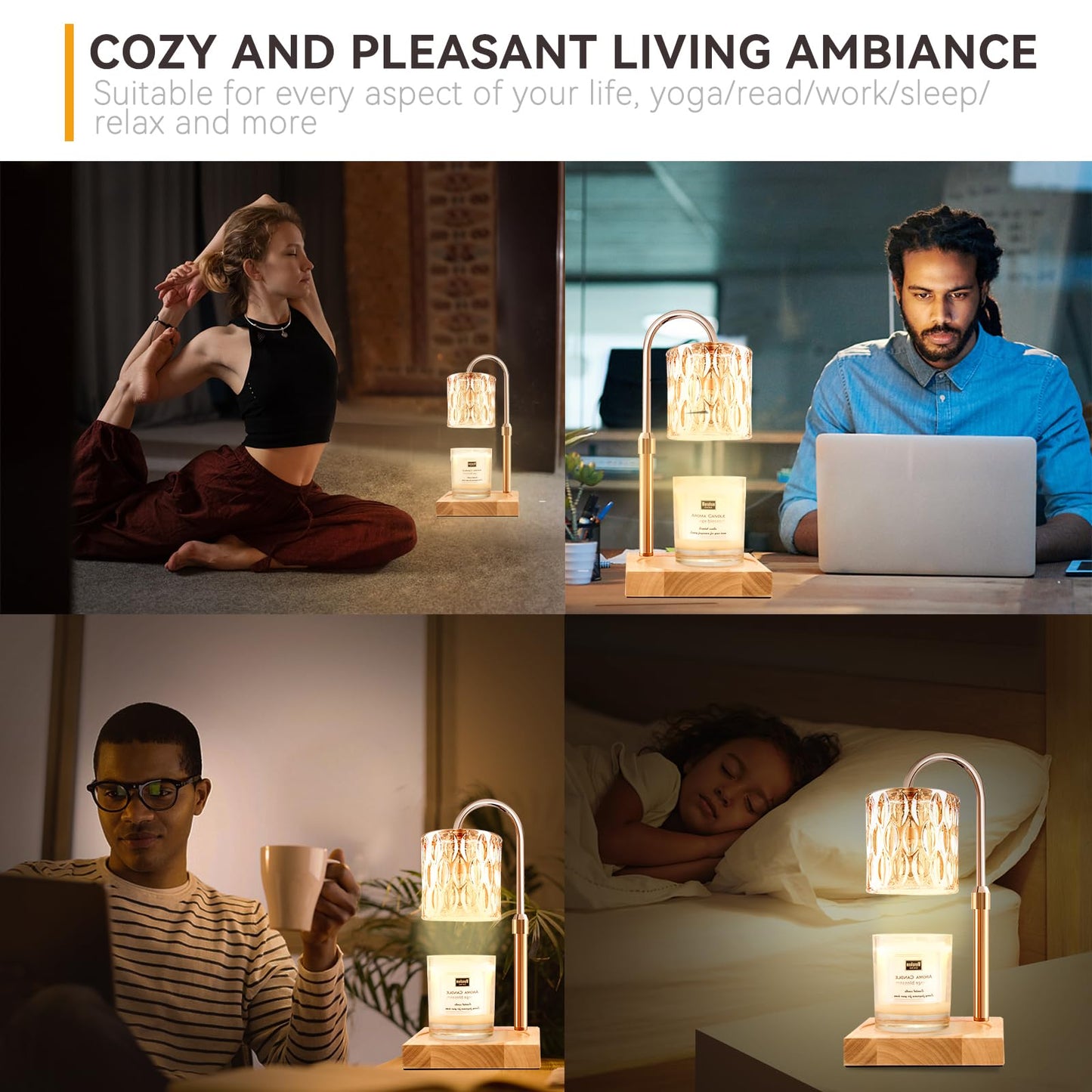 TOACSUCP Candle Warmer Lamp with 3 Bulbs, Adjustable Height Dimmable Candle Warmer with Timer, Compatible with Large Jar Candles, Candle Lamp with Charming Gift Box Ribbon for Her/Him(2 Pack)