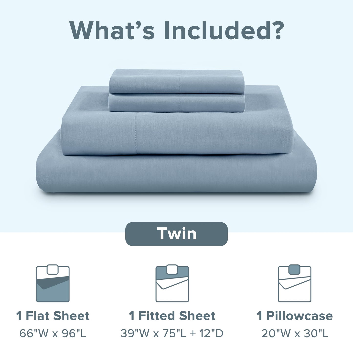 Comfort Spaces 100% Cotton Sheet Set Breathable, Lightweight, Soft with 12" Elastic Pocket Fits up to 14" Mattress, All Season Cozy Bedding, Matching Pillow Case, Twin Blue 3 Piece