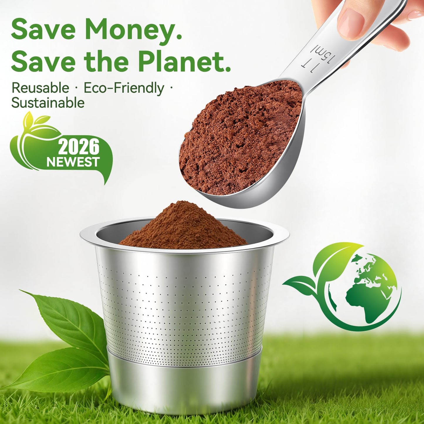 CAPMESSO Reusable K Cups for Keurig: 2026 Updated All Stainless Steel Coffee Pods with 5 Holes for Keurig K Supreme, K Slim, K Duo Gen 2 Multistream Coffee Maker with Scoop, Zero Plastic (4 Pack)