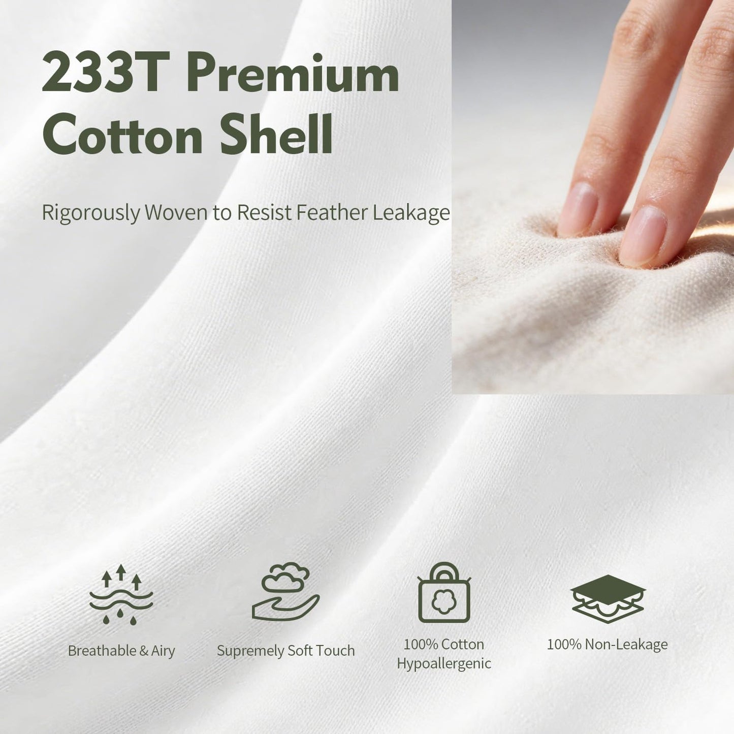 ANT-HOME 16"x26" Pillow Inserts Soft Feather Pillow Set of 1 Indoor Decorative Sofa Down Pillows Bed Pillows Couch Pillow