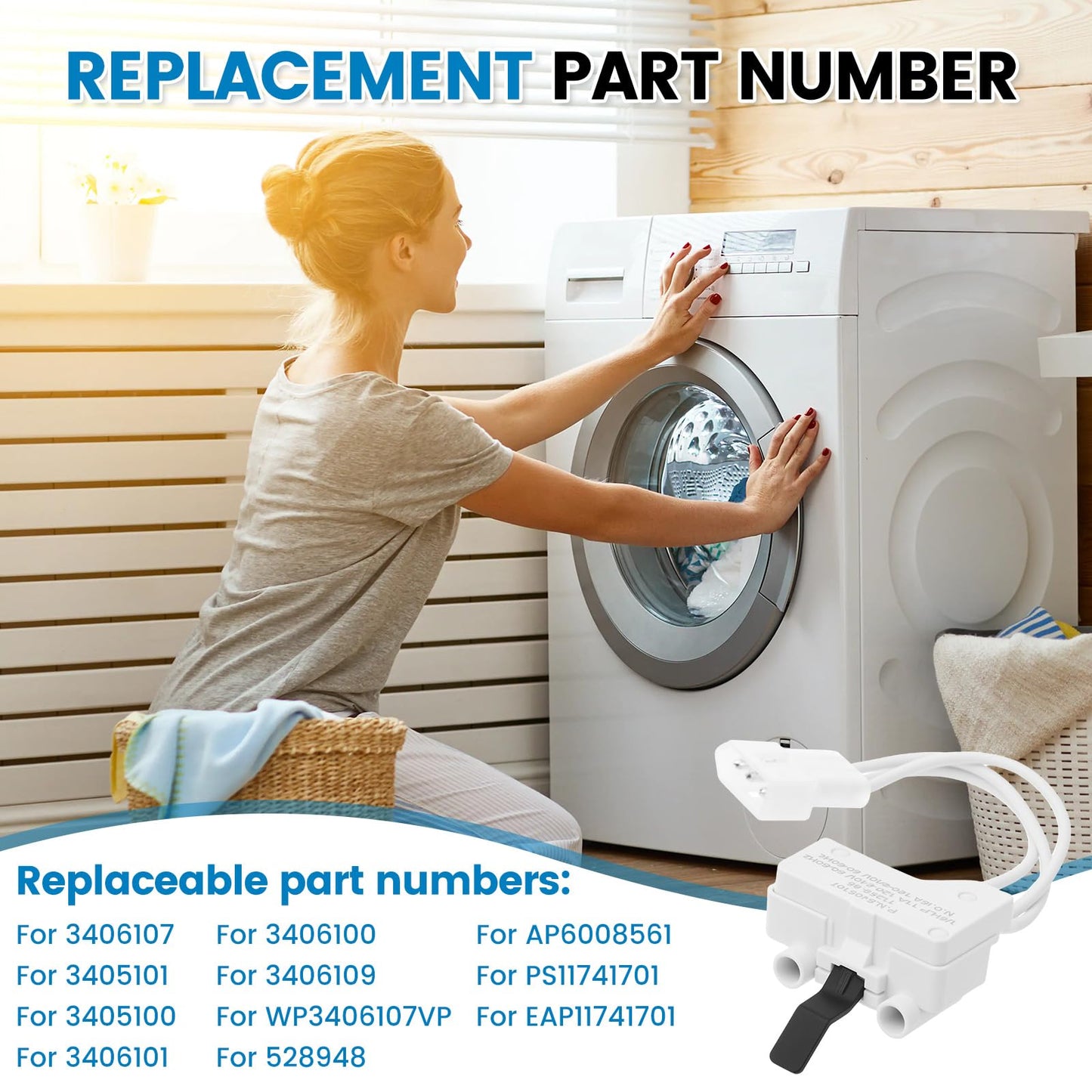 12Pack WP3406107 Dryer Door Switch Replacement Compatible with Whirlpool for Amana for Kenmore Dryers Replaces Part