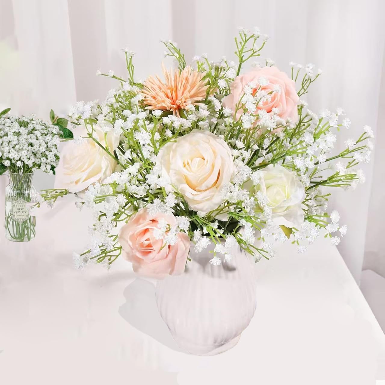 120 Pcs Baby Breath Artificial Flowers Bulk，White Artificial Flowers Artificial Baby Breath Gypsophila Flowers para Decoracion for Wedding Party Home Decoration (120 PCS)