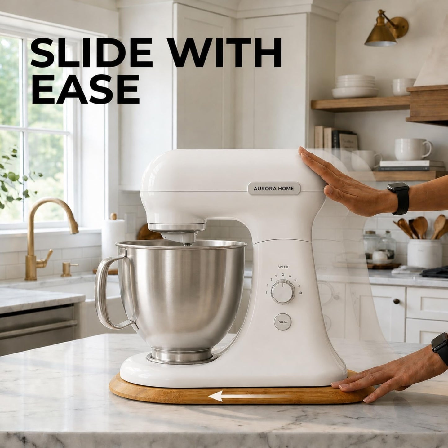 Ibyx Premium Bamboo Mixer Slider for KitchenAid 4.5-5 Qt Tilt-Head Stand Mixer - Food-Grade Appliance Slider Mat for Kitchen Countertop Storage Accessories (Natural)