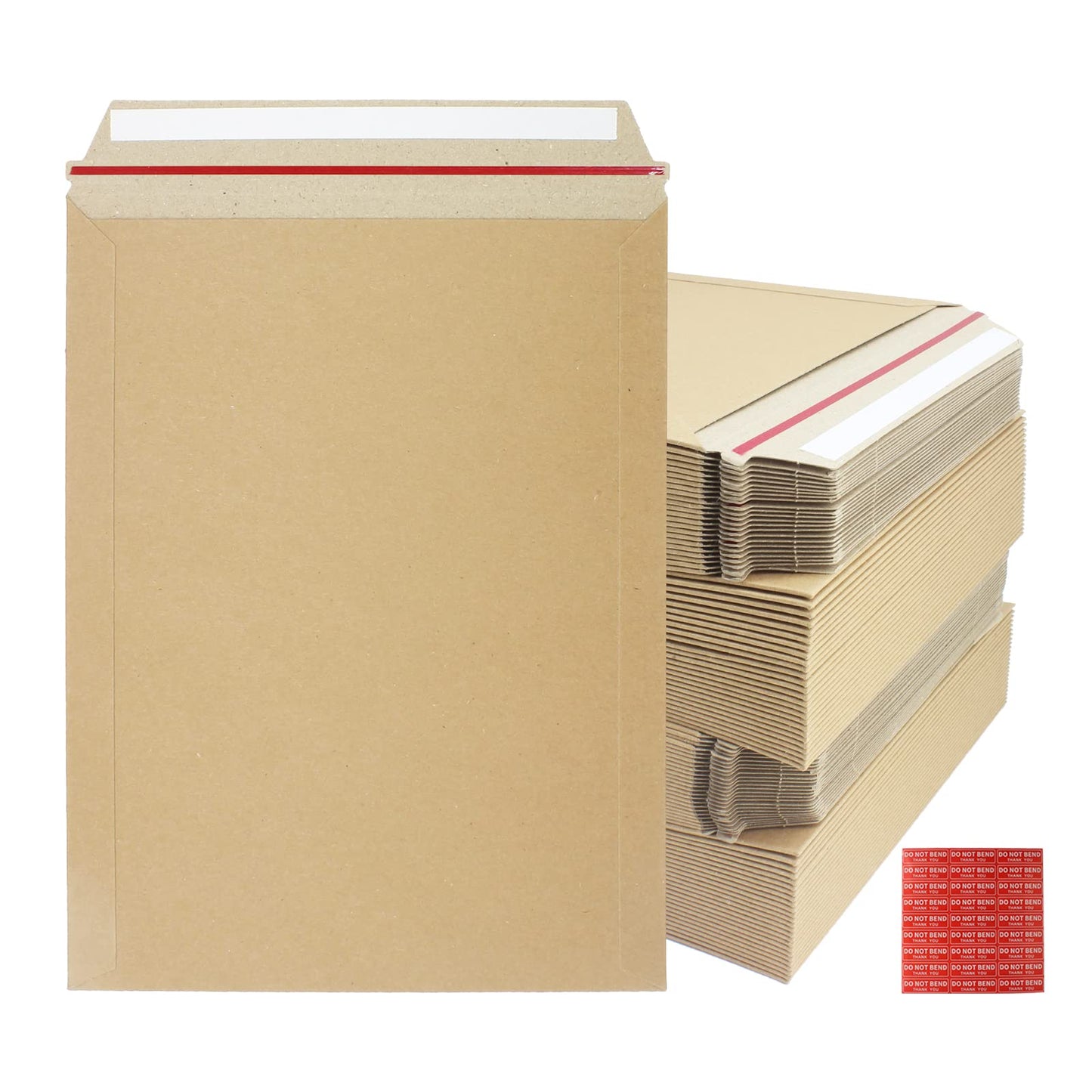 zmybcpack 100 Pack 9X12 inch Self Seal Photo Document Mailers Stay Flat Kraft Cardboard Envelopes Photography Rigid Mailers for CD, Photos, Document (Kraft Brown)
