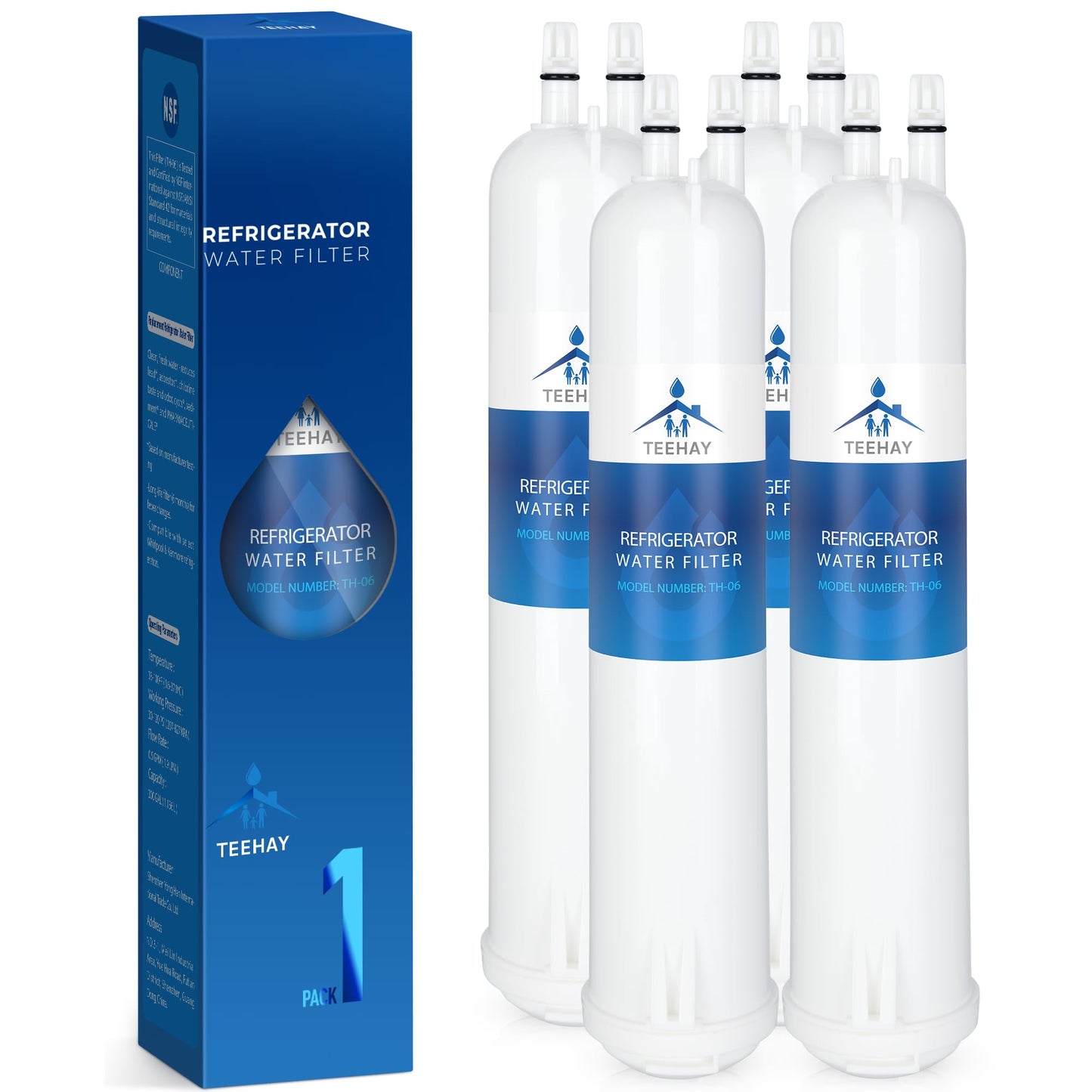 TEEHAY EDR3RXD1 Water Filter Replacement, Compatible with EveryDrop Filter 3, Whirlpool ED5FVGXWS, ED5GVEXVD, ED5VHEXVB, ED5VHEXVQ, ED5FHEXVS, ED5KVEXVB, ED5KVEXVQ, ED2KVEXVL, 4 Pack