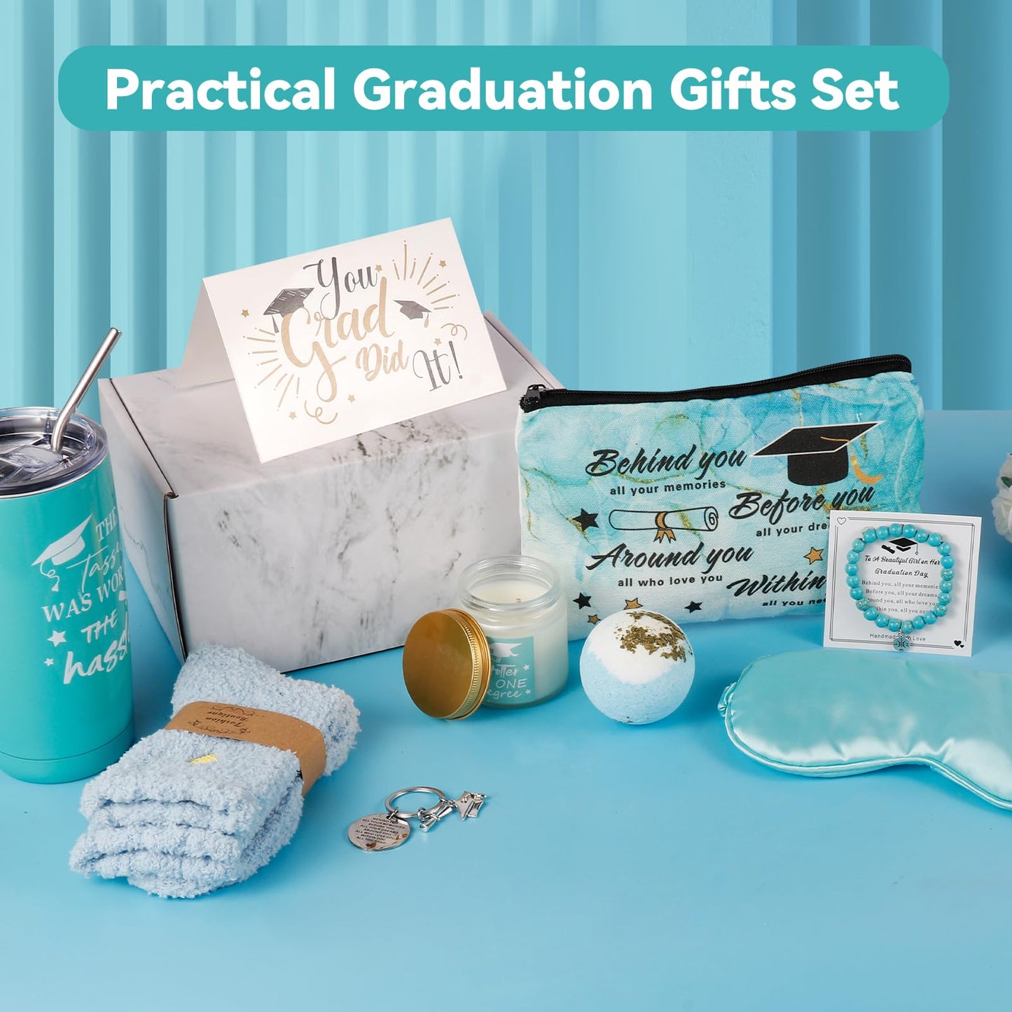 11 Pieces Graduation Gifts Set for Her,Graduation Gifts for Her Girls Daughter College Graduate Gift for Women (Blue)