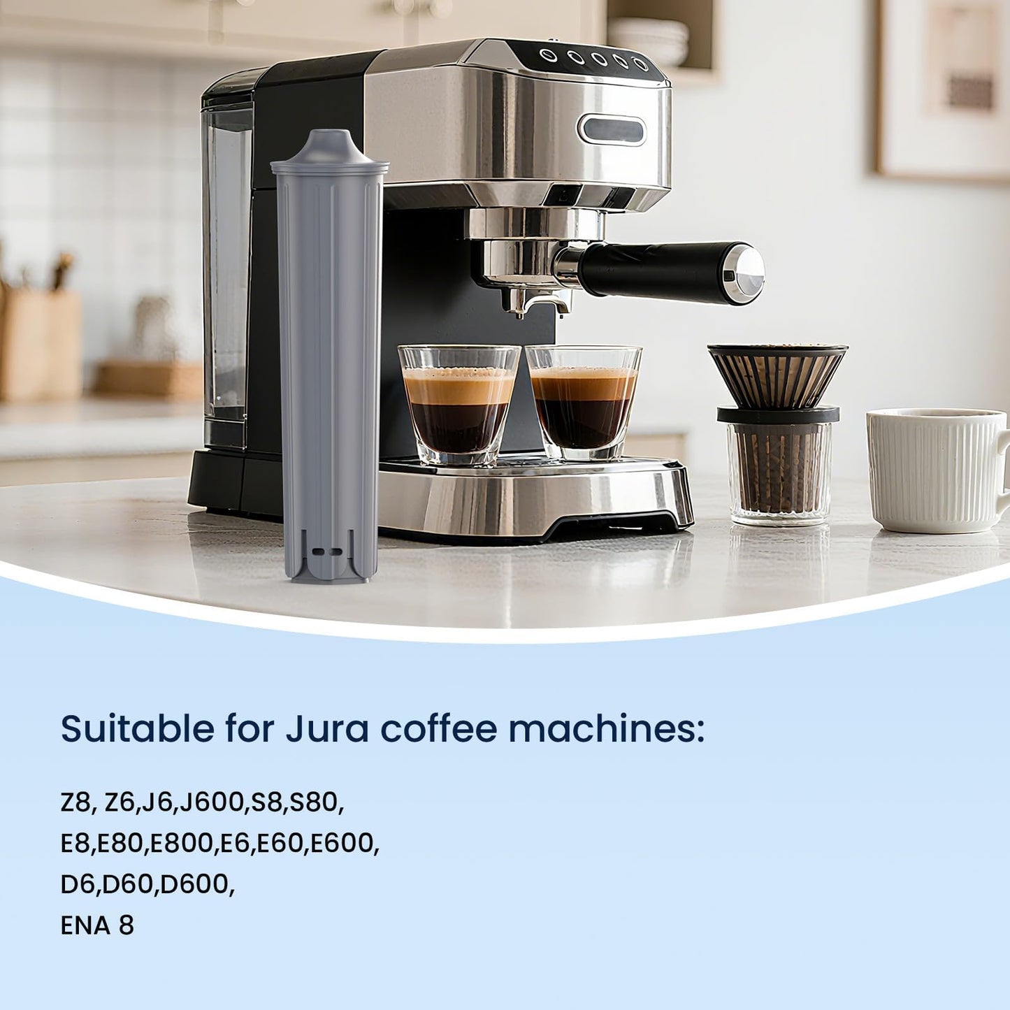 GLACIER FRESH Water Filter Compatible with Jura 71794 Claris Smart+ Filter Cartridge, Fits E6, E8, Z8, Z6, J6, ENA8 Coffee Machines, NSF/42 Certified, 3 Pack