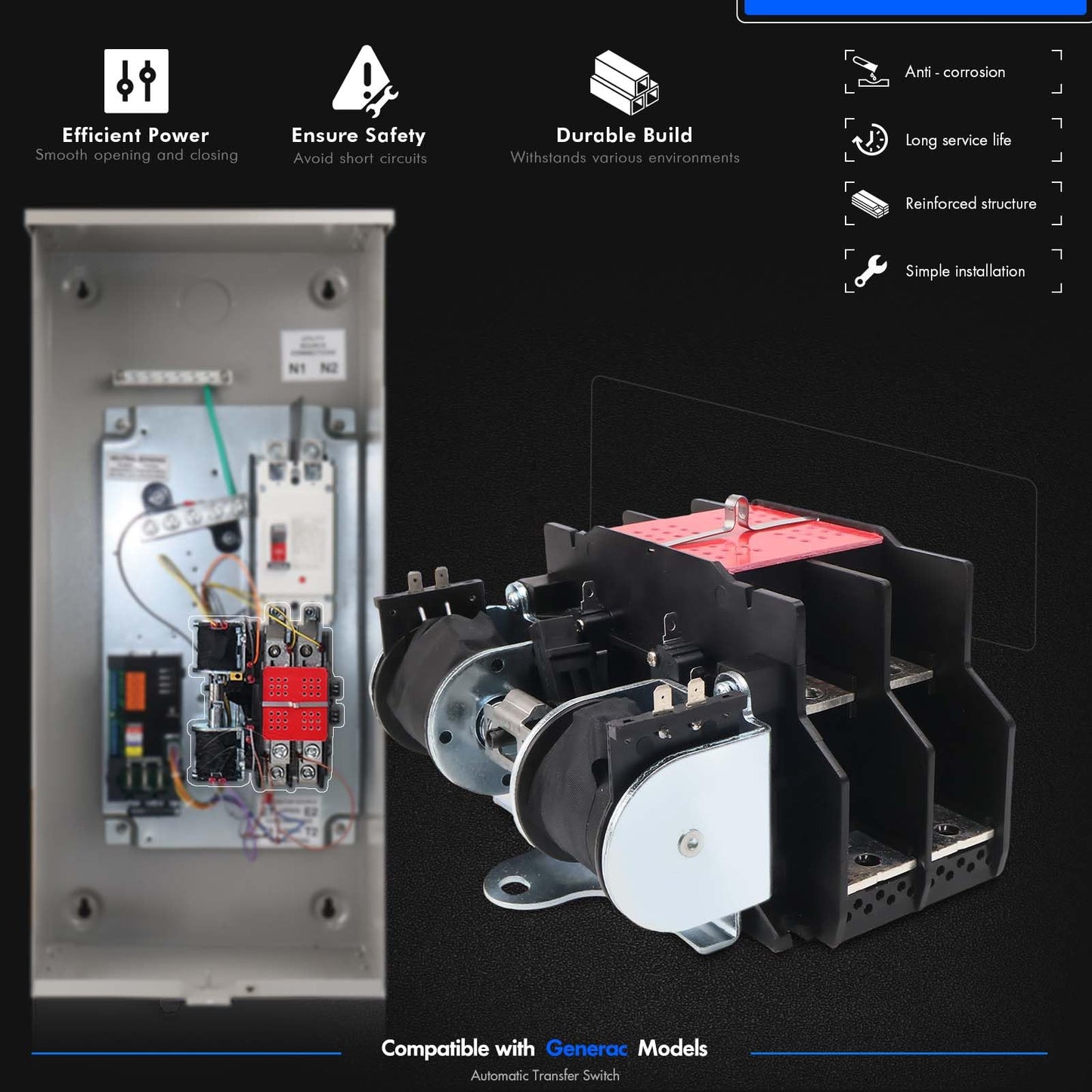 0L2911 Transfer Switch 200A with Handle Fit for Generac 200 Amp 2P 250V Generator Automatic Transfer Switch Assembly Replaces# 0D9618, OL2911