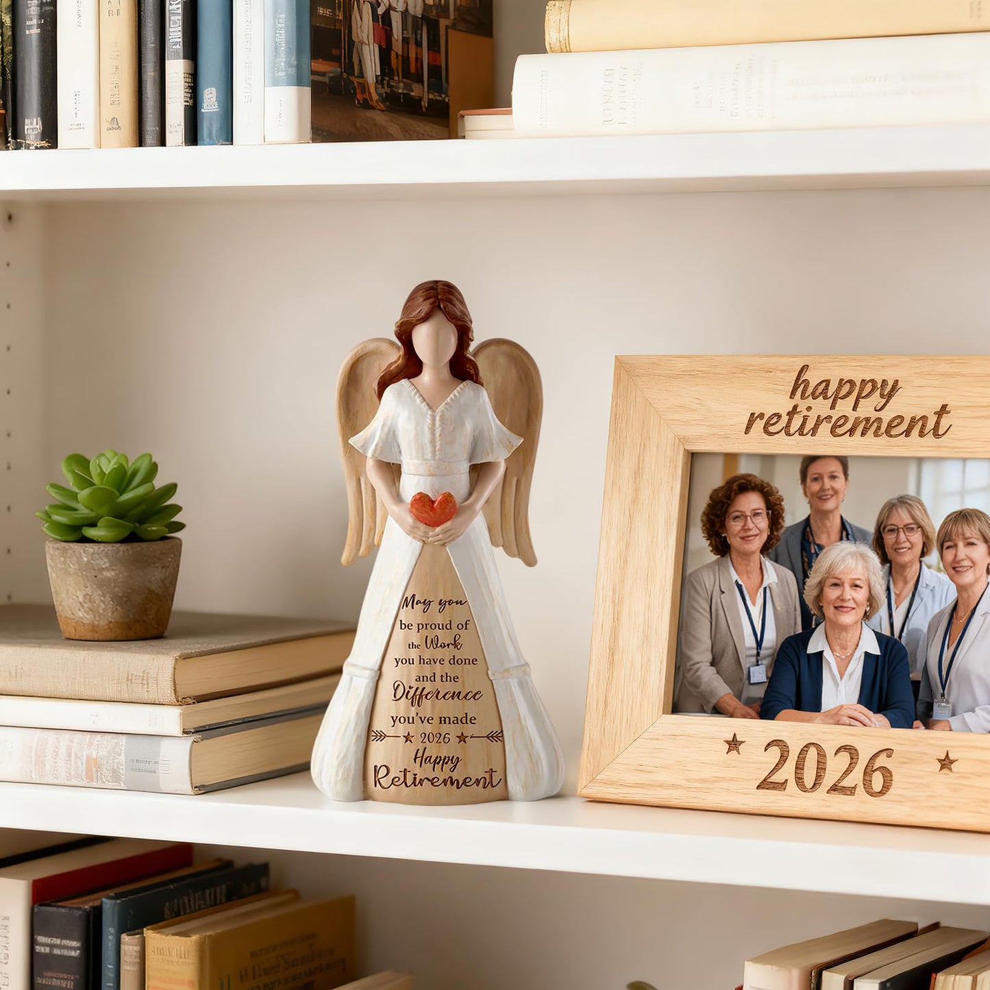Storieme Retirement Gift for Woman 2026: 7.3” Handcrafted Angel Figurine for Retiring Coworker Teacher Nurse - Retired Keepsake for Retirement Party Decorations