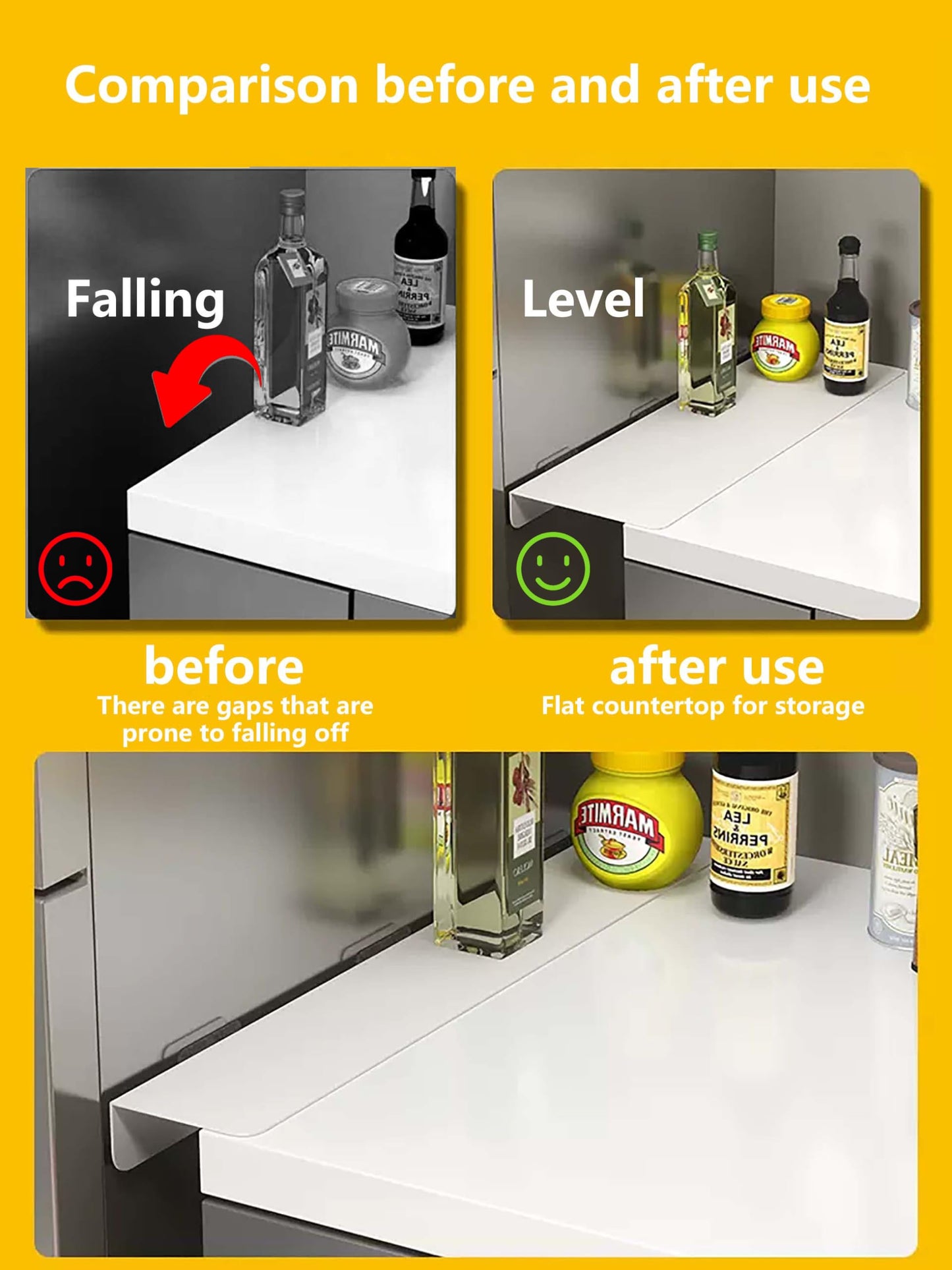 Metal Kitchen Refrigerator Gap Partition Countertop Gap Extension Board,Gap Covers Between Countertop and Walls, Refrigerator Side Partition, No Drill(White,23.62 * 3.93inch)