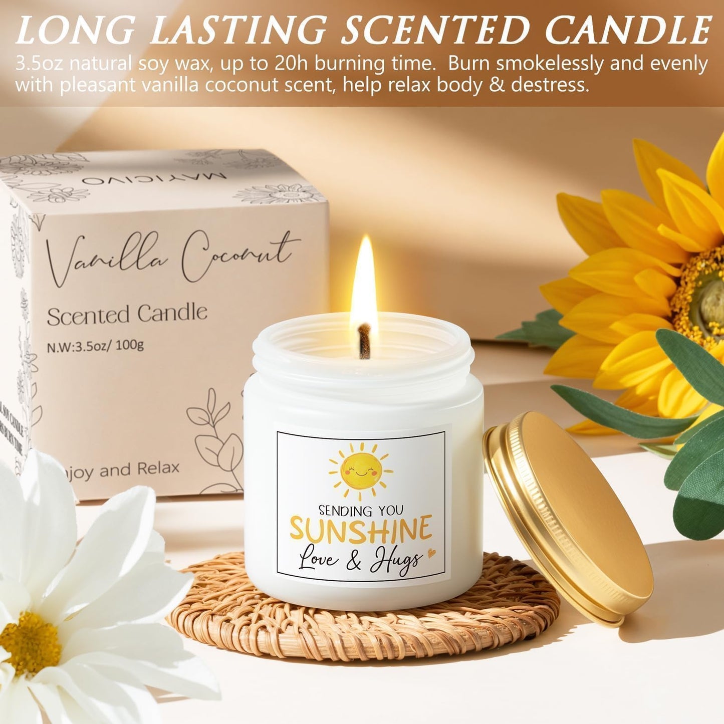 Birthday Gifts for Women Self Care Get Well Soon Gift Baskets, Spa Care Package Thinking of You Gifts, Sending Sunshine Box Unique Christmas Sunflower Gift for Women Mom Her Best Friends Sister Wife
