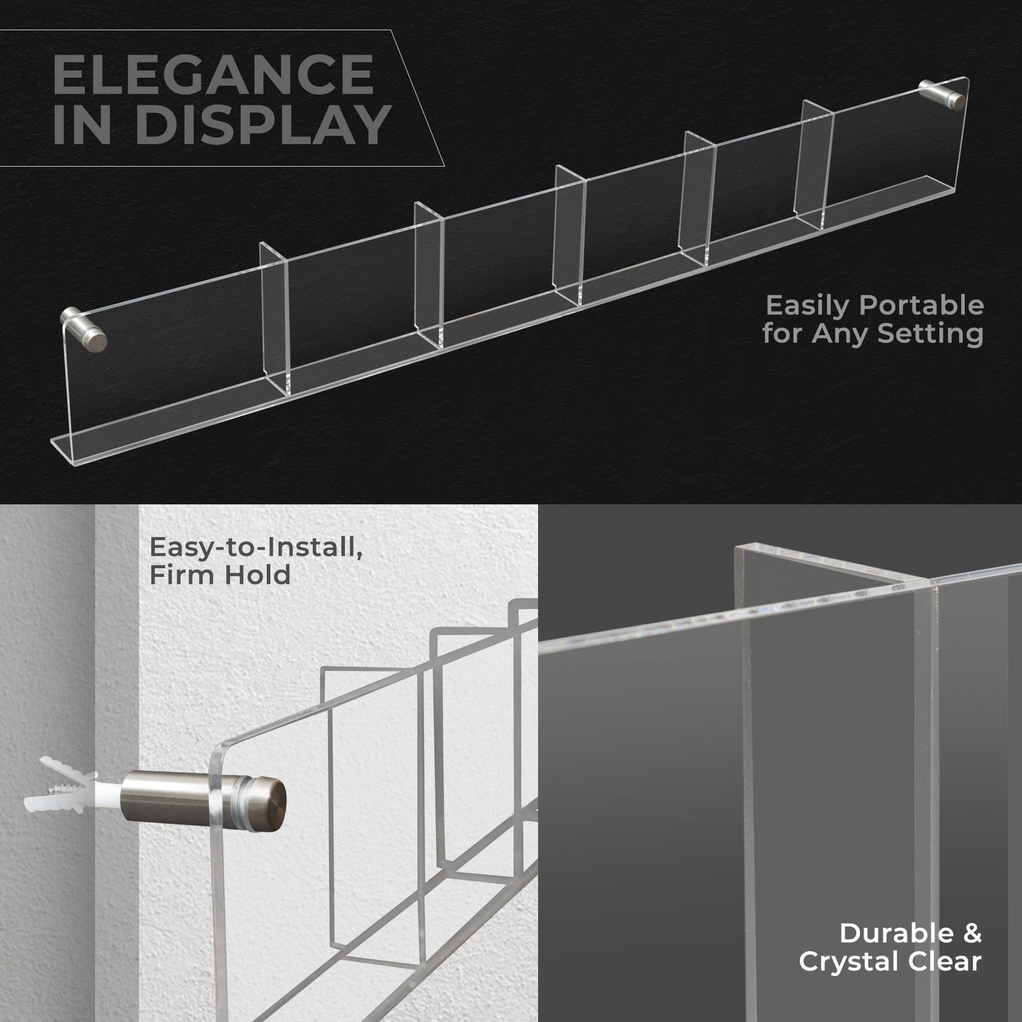 Acrylic Brochure Holder Wall Mount - Aesthetic Design, Optimized Shape, Pamphlet Holder Wall Mount - Perfect for Flyer Stand, Wall Brochure Holder - Ideal for Shop Owners & Professionals (4 Pockets)