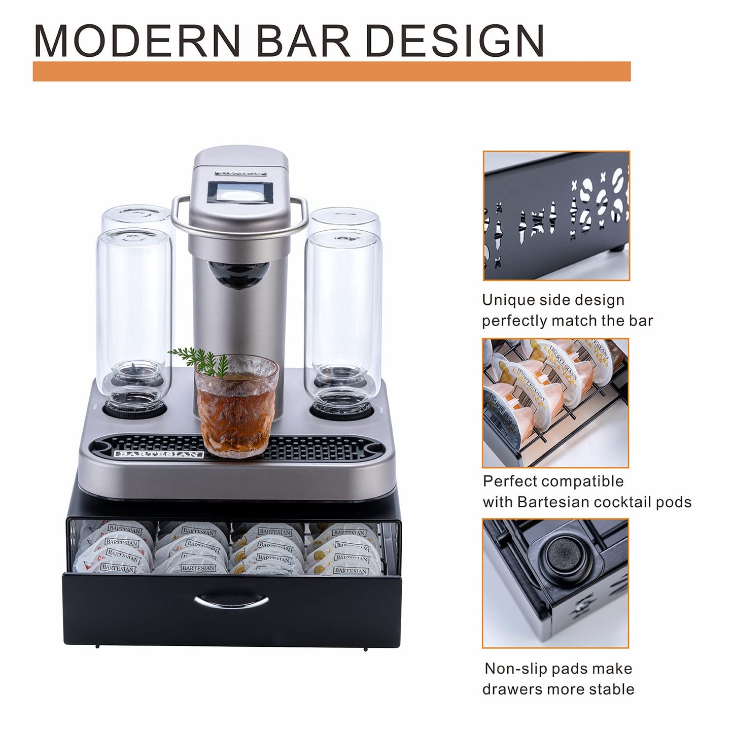 FlagShip for Bartesian Pod Holder Cocktail Pod Storage bartesian Capsule Organizer Bar Design And Cocktail Machine Stand Black Metal(40 Pods Capacity)