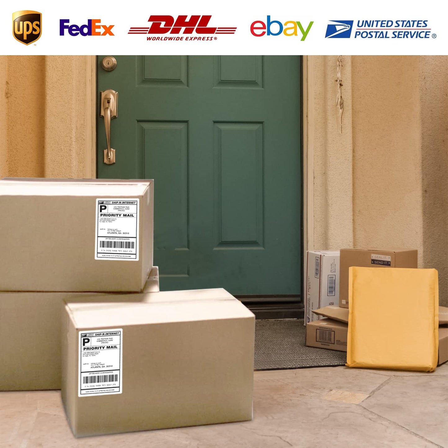 LabelMore 8.5'' x 5.5'' Half Sheet Self Adhesive Shipping Labels for Laser & Inkjet Printers - Rounded Corner - 1000 Labels - Shipping Labels 2 Per Sheet