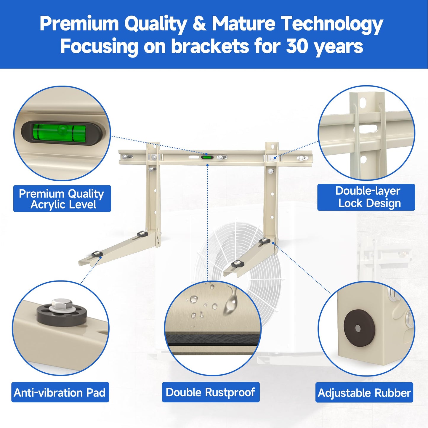 Mini Split Wall Mounting Bracket: Condenser Wall Mount Rack for 7000 9000 12000 18000 24000 30000 36000 BTU Mini Split Air Conditioner Units, Outside Split System Mount Condenser Bracket, Max 550 LBS