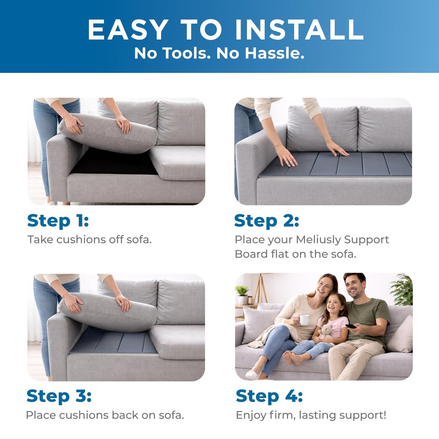 Meliusly Heavy Duty Couch Cushion Support for Sagging Cushions (21x72) Reinforced Plywood Sofa Cushion Support Board for Sagging Seat, Deep Couch Supporter for Under the Cushions, Loveseat Saver