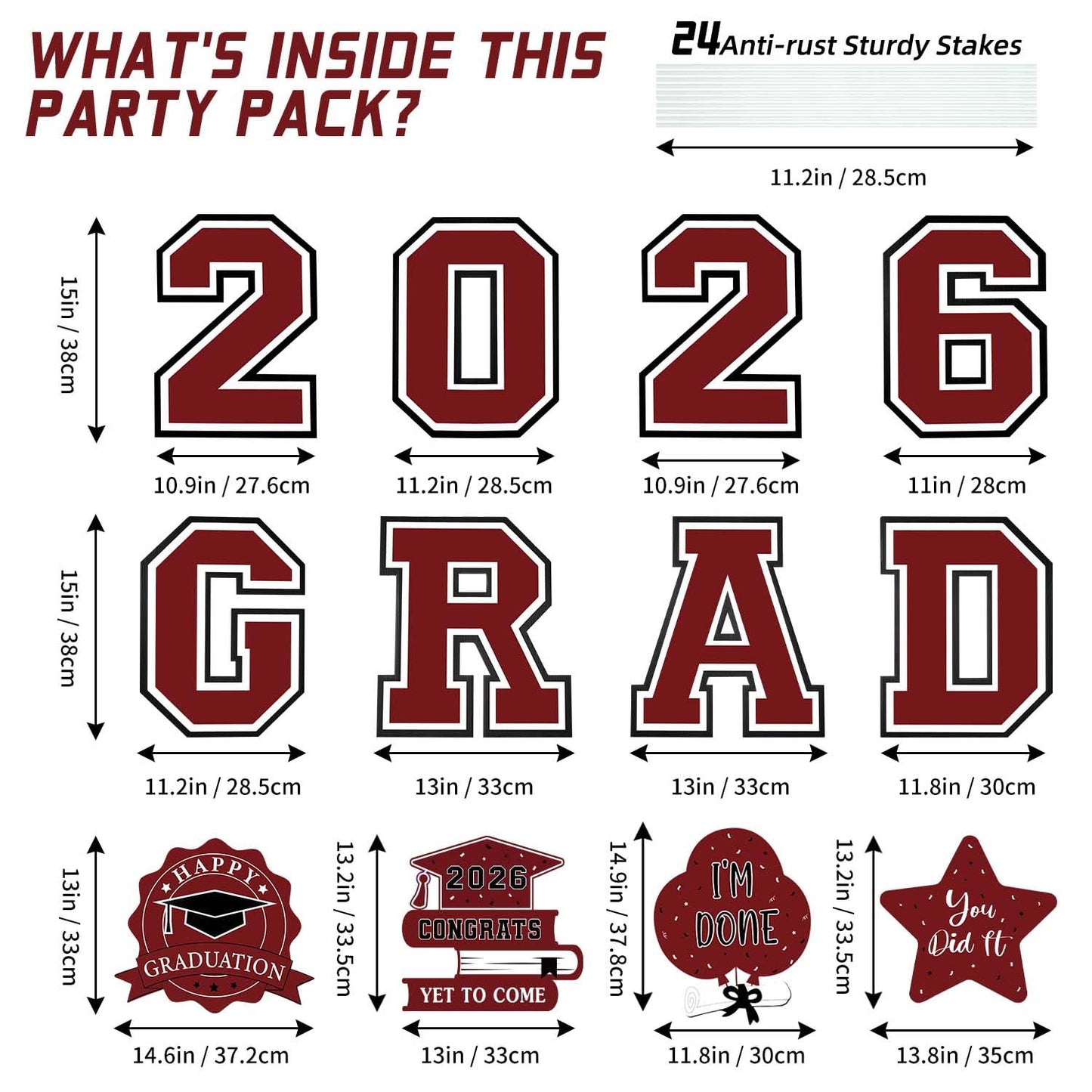Graduation Decorations 2026 12Pcs Graduation Yard Signs Class of 2026 Outdoor Waterproof Congrats Grad Sign with Stakes for kindergarten K-12th College Any Grade Maroon