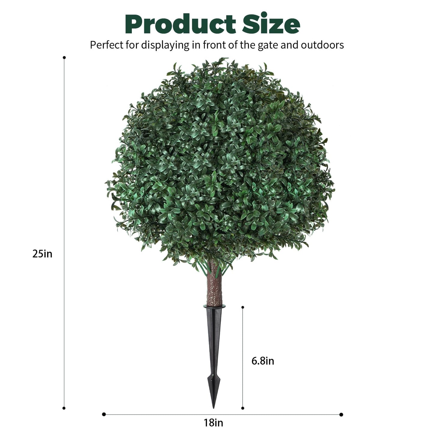 VivaPeak 2 Pack Artificial Boxwood Topiary Shrubs 16x24 Inch, UV Resistant Evergreen Faux Plants, Artificial Urn Fillers for Indoor Outdoor Porch Courtyard Garden Patio Flower Bed Decor