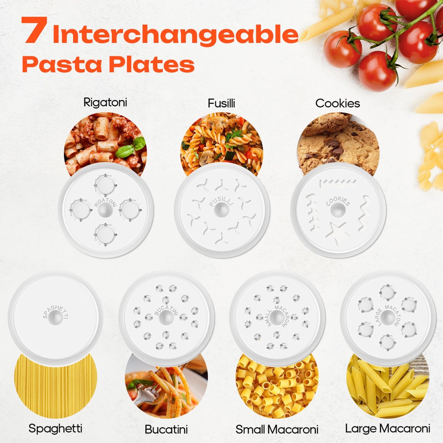 Gourmet Pasta Press Attachment for KitchenAid Stand Mixers, Pasta Maker Kitchenaid Attachment With 7 Interchangeable Pasta Plates, For Kitchen aid Pasta Attachment