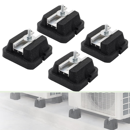 4 Pack Floor Mounting Base Kit for Mini Split Air Conditioner Condensers Heat Pump System, Mini Split Rubber Feet, Heavy-Duty Rubber Anti-Vibration Isolator Mounting Bracket Support Up to 1100 LB