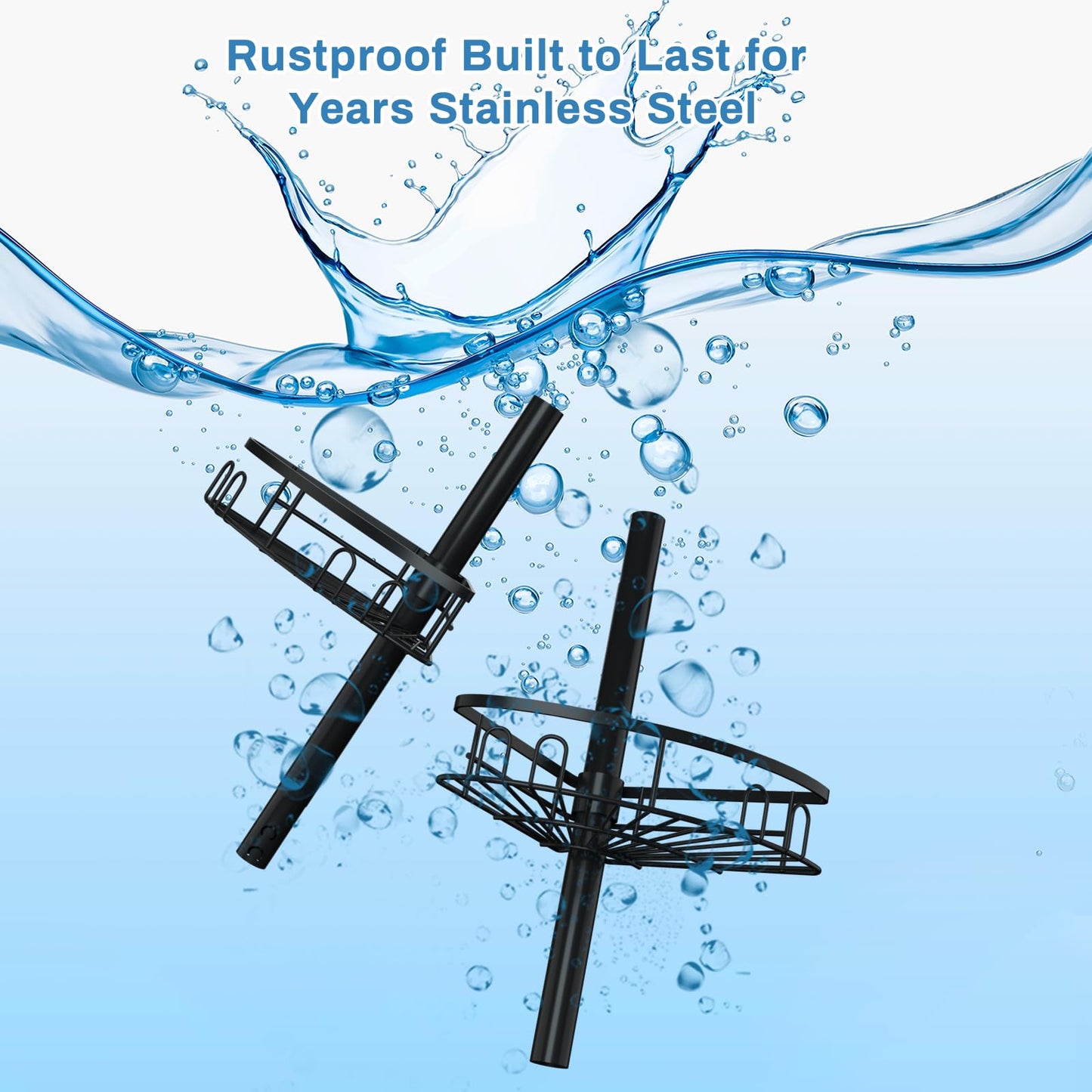 cutefafa Rustproof Corner Shower Caddy Tension Pole, 4 Large Baskets for Bathtub Shampoo Storage Organizer Bathroom Height Adjustable Shelves from 23.6 to 114.5 Inch with Towel Bar