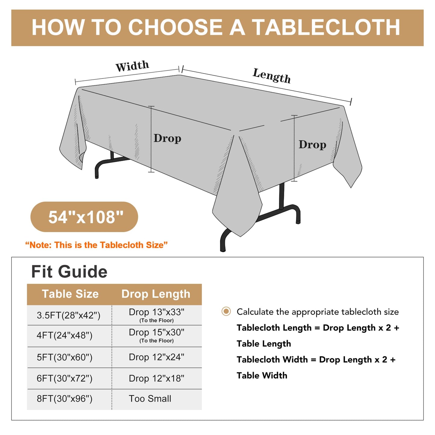 sancua White Table Cloths Rectangle, 8 Pack Tablecoths for 6 Foot Tables - Washable Polyester Fabric Table Cover for Wedding, Birthday Party, Banquet Reception, 54x108 Inch