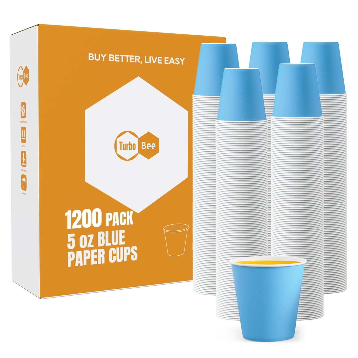 Turbo Bee 1200 Pack 5oz Disposable Paper Cups Bulk - Cold Beverage Water Cups for Parties, Offices, Events, Snacks and Mouthwash Use