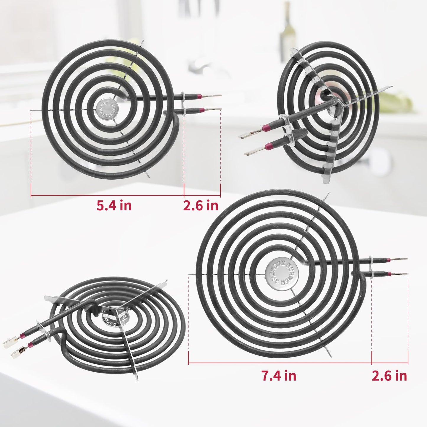 COZZIVITA WB30M1 and WB30M2 GE Hotpoint Electric Stove Burner Replacement Element, Perfectly Fit GE Hotpoint Electric Range Stove Top-Includes 2 * 8'' and 2 * 6''