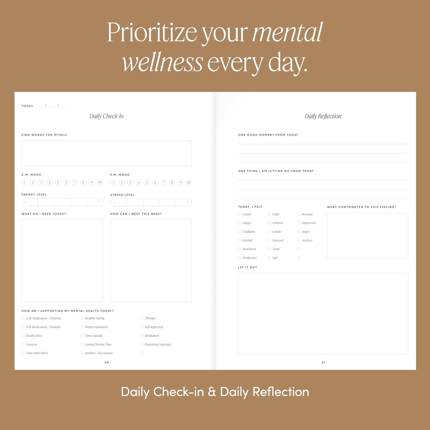 The Inner Work Journal: Mental Health Journal to Relieve Anxiety & Depression for Men & Women With Prompts - Guided CBT Journal for Inner Child Healing, Mindfulness, Reflection, and Stress Relief (Sand)
