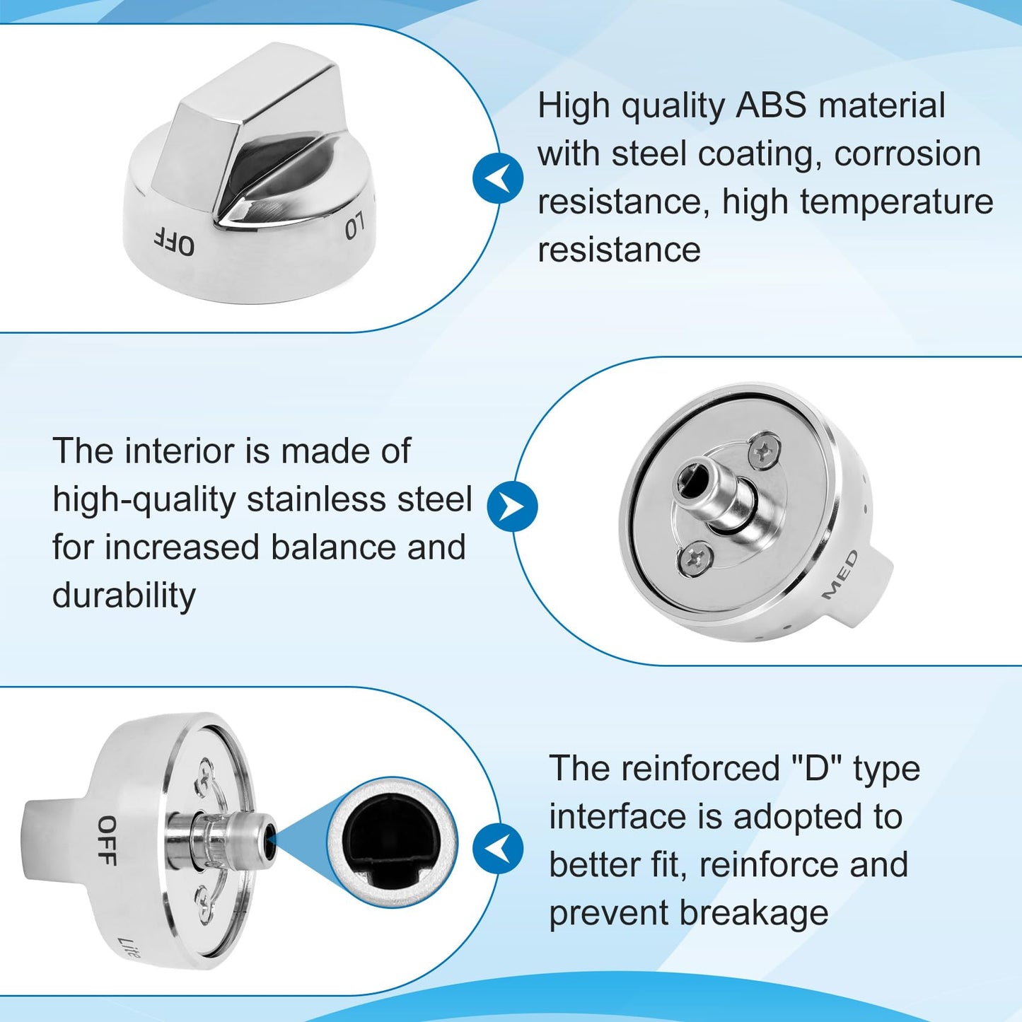 DG68-00377A Stove Knob Replacement for Samsung Oven Knobs Replacements for Samsung Compatible with NX58F5500SS FX710BGS NX58H9500WS NY58J9850WS NX58H9500WS, Stainless Steel Reinforcement, Durable