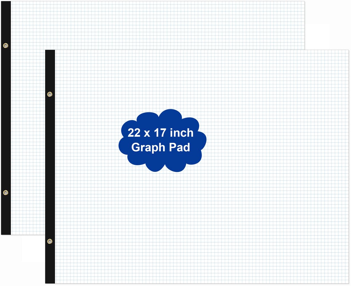 (2-Pack) Large Engineering Graph Paper - 22" x 17" Grid Paper, 100 Sheets/200 Pages, 4"x4" Grid Pad, Giant Drafting Pad Sketching Graph Paper for Engineer Architect Designer Mathematician Draftsman