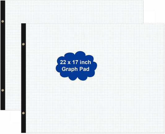 (2-Pack) Large Engineering Graph Paper - 22" x 17" Grid Paper, 100 Sheets/200 Pages, 4"x4" Grid Pad, Giant Drafting Pad Sketching Graph Paper for Engineer Architect Designer Mathematician Draftsman