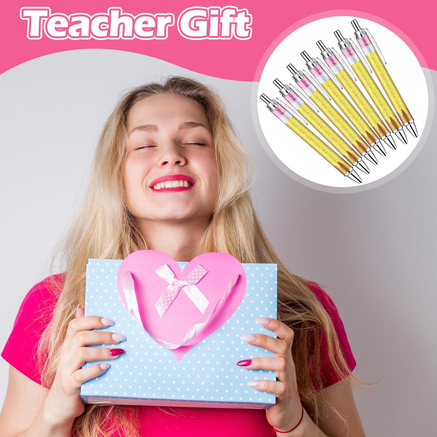 Motipuns 100 Pcs Teachers Pens Bulk Teacher Appreciation Week Gifts Cute Ballpoint Pens Best Teaching Thank You Gifts for Woman Nurse Coworker Staff Office Writing Stationery Graduation Supply