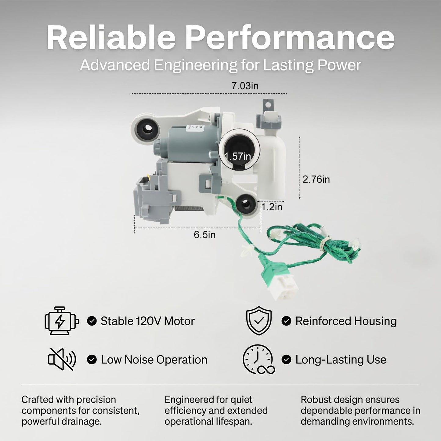 Hyaminu Upgraded DC97-19289F Washer Drain Pump for Samsung, Replaces DC97-19289A PX3516-01, Fixes Washer Not Draining, OE 5E ND Error, Water Stuck in Tub, Noisy Pump