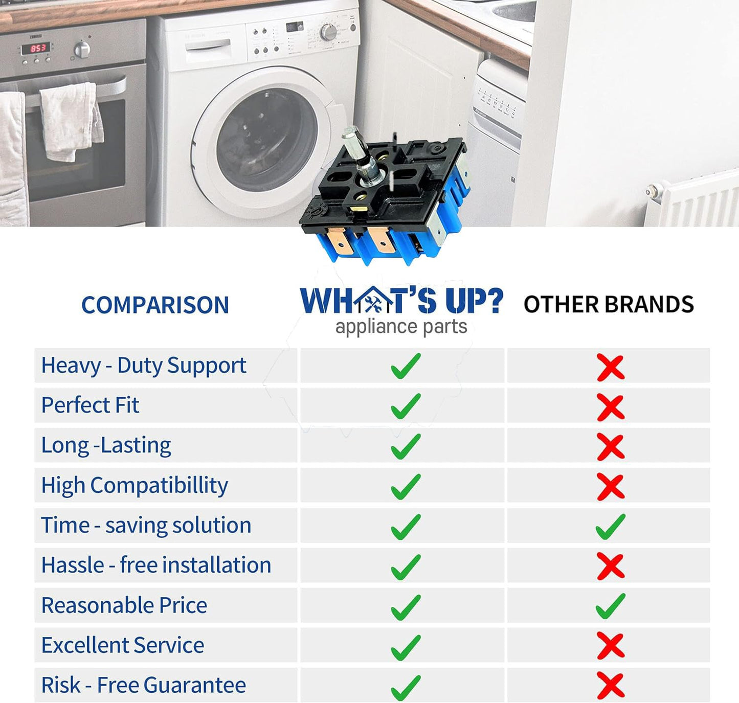 [What's Up?] WB24X25013 Switch WB24X25013 4464832 New OEM Produced Electric Range Surface Element Infinite Control Switch Replacement Part, Model Specific Not Universal