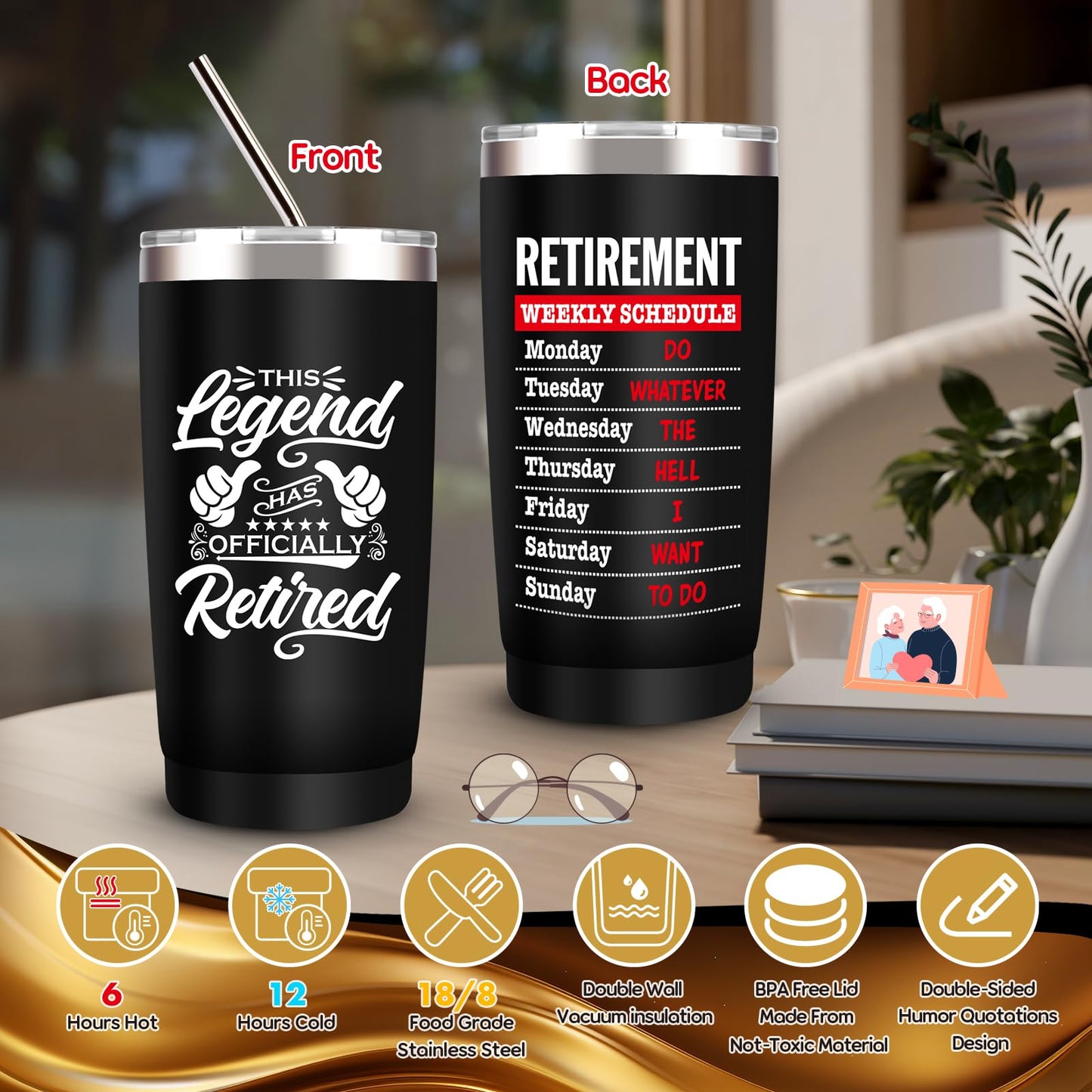 SIXVALA 10 Pcs Retirement Gifts for Men 2026, This Legend Has Retired, Happy Retirement Gifts for Dad, Grandpa, Coworker, Teachers, Boss, Friends, Retirees, 20 Oz Tumbler Best Retirement Gifts Basket