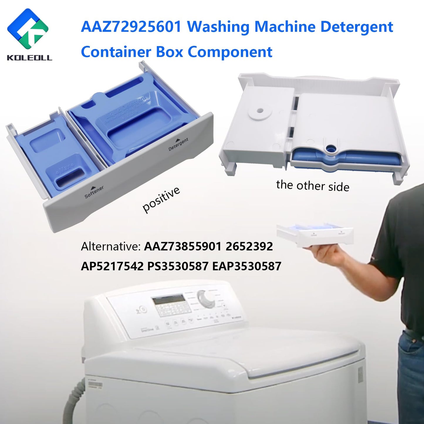 AAZ72925601 Washer Detergent Container Box Assembly Compatible With LG Washer Replaces AAZ73855901 2652392 AP5217542 PS3530587 EAP3530587