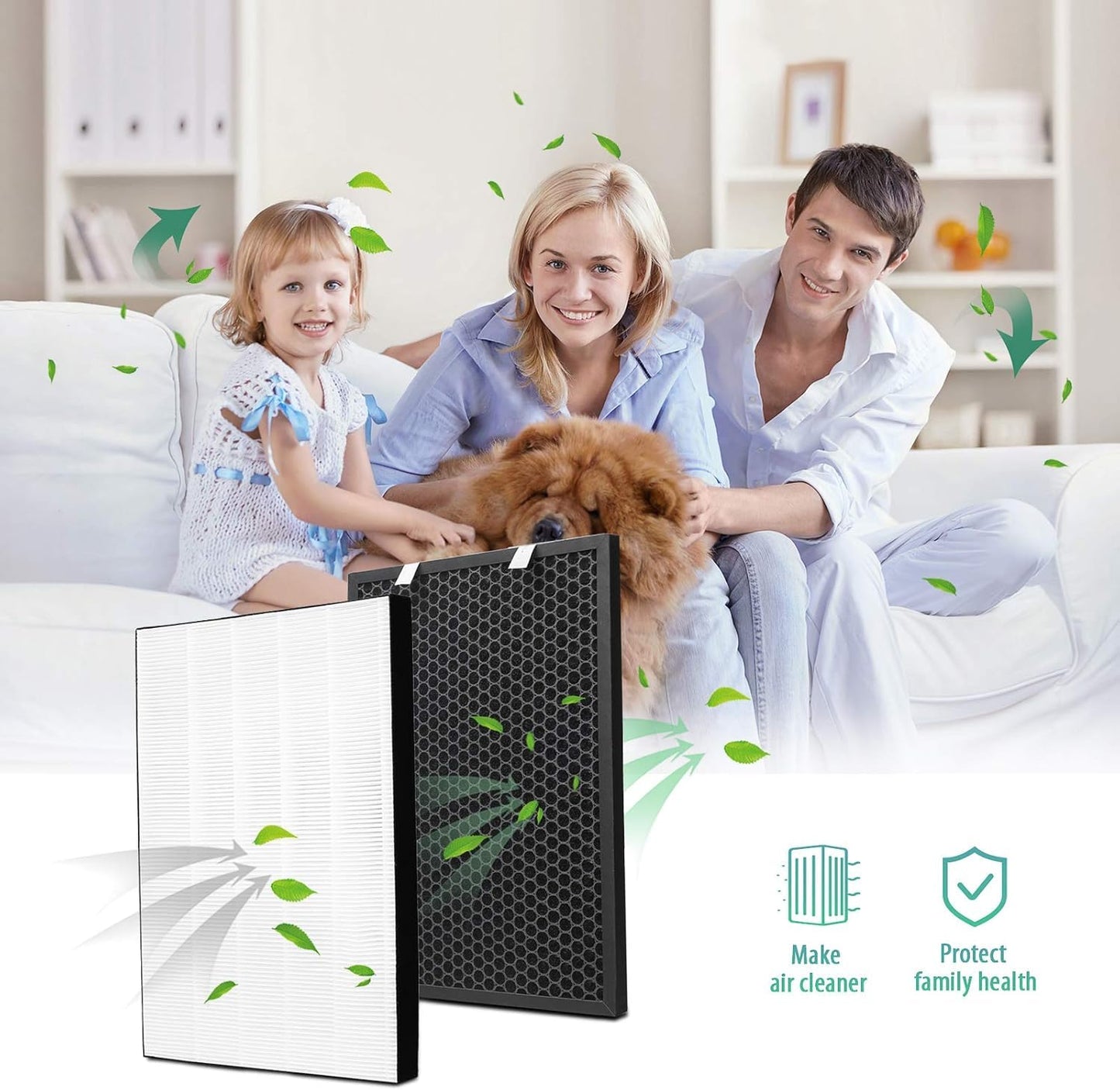 Air220 Air320 Replacement 2678 HEPA Filter and 2677 Activated Carbon Filter for BISSELL Air 220 and Air 320 Air Puri-fier, HEPA Filter, Activated Carbon Filter, Pre Filter, 2 Pack