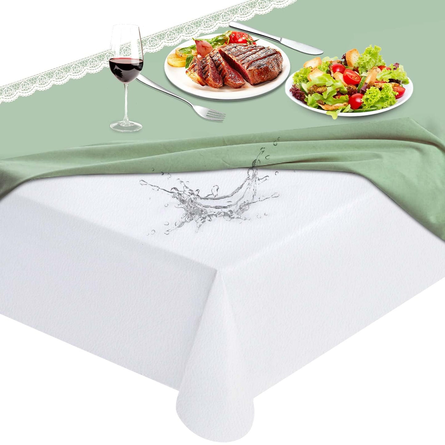 LotuFlor Table Protector Pad with Flannel Backing, Heavy-Duty Vinyl Table Padding Under Tablecloth, Waterproof, Heat Resistant, 72 x 54 inches, Rectangular