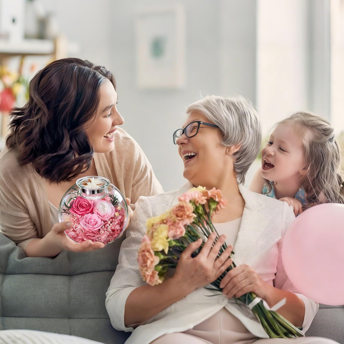 Mothers Day Rose Gifts for Mom Birthday Gift for Women Flowers for Delivery Preserved Flowers Forever Eternal Rose in Glass Dome Mother's Day Flower Gifts for Wife Grandma Sister from Daughter, Pink