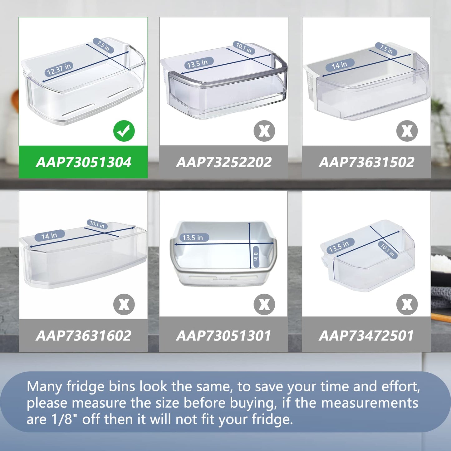 MONST AAP73051304 AP5955771 Door Shelf Bin Compatible with lg, kenmore Refrigerator Door Bin, Part Number : PS10065040, 3190322, EAP10065040, Food Grade Plastics, White