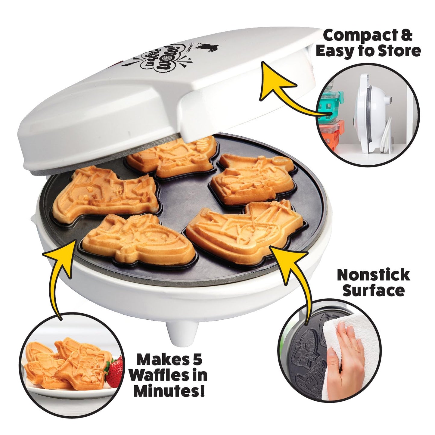 Dungeon Heroes Electric Mini Waffle Maker- Eat Wizards Fighters Clerics for Morning Breakfast Fun- Novelty Pancakes in Minutes, Non-Stick Fantasy Dragon for Tabletop Gamers- Great Waffler Novelty Gift