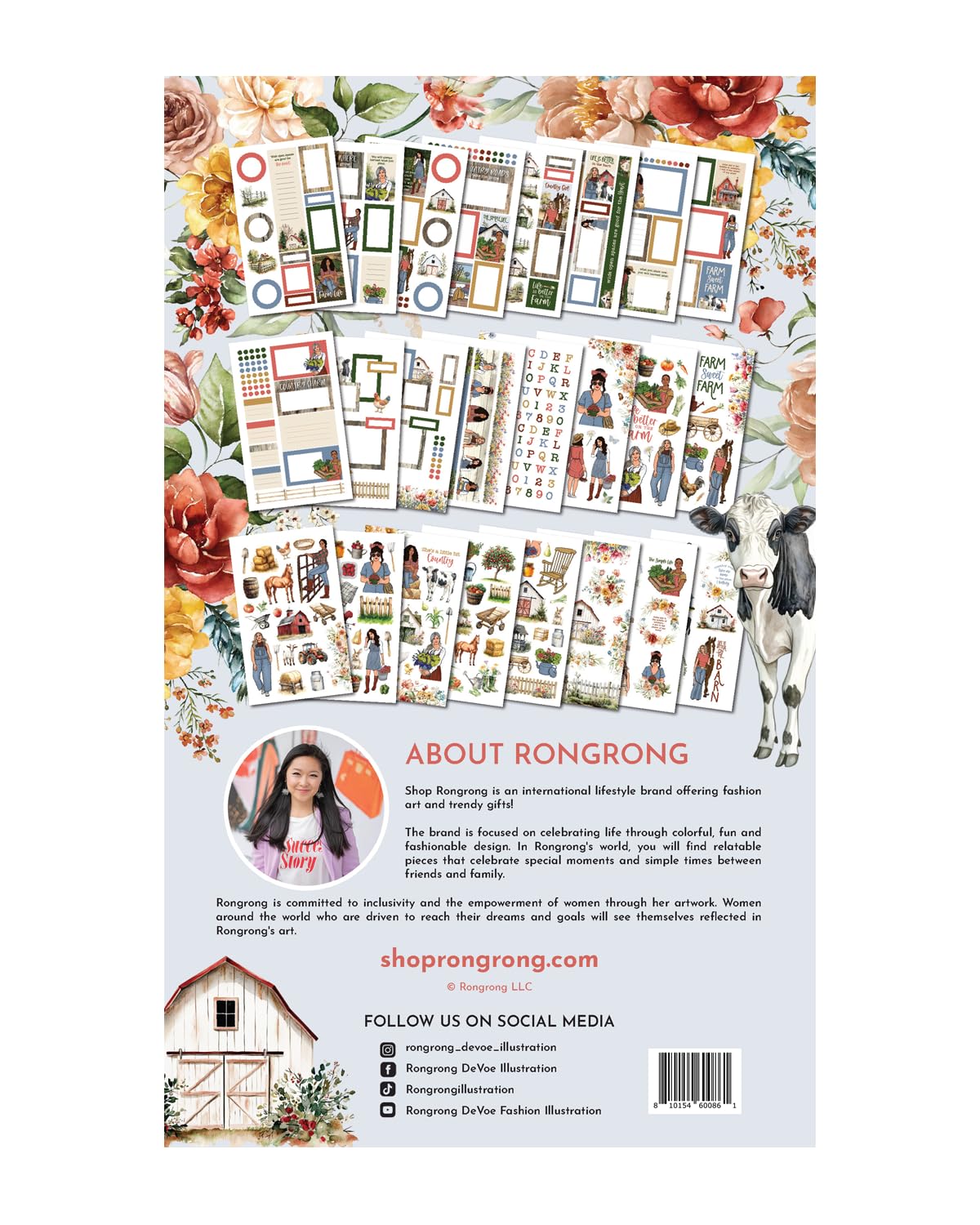 Rongrong Country Charm Planner Sticker Book for Planners, Calendars and Journals – Premium Quality Hand Drawn Perfect for Lovers of The Countryside – Scrapbook Accessories – 24 Pages