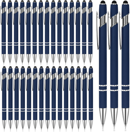 100 Pcs Ballpoint Pen with Stylus 2 in 1 Ballpoint Pen for Touch Screens, 2 in 1 Thank You Pen Gift for Colleagues, Coworker, Office (Navy Blue)