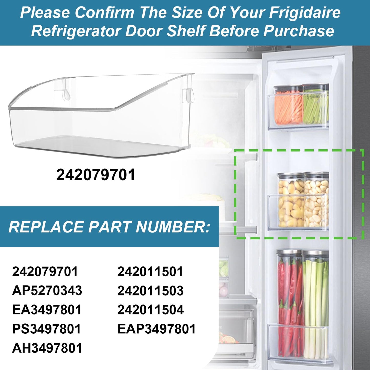 UPGRADED 242079701 Refrigerator Door Bin Compatible with 242011501 Door Bin Replacement Parts 242011504 242011503 AP5270343 EAP3497801 LGHD2369TF FGHB2868TF FFHB2750TS Door Bin by Sikawai