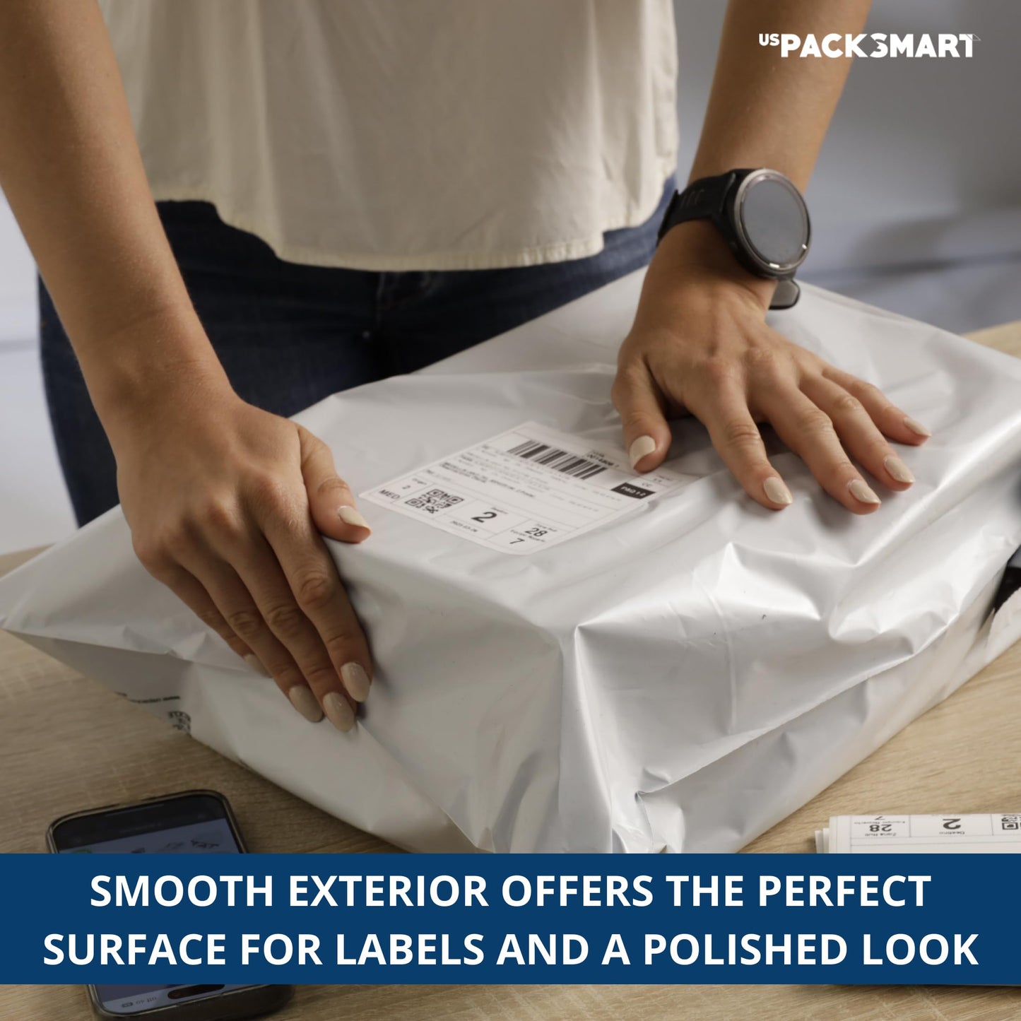 US PACK SMART White Plastic Poly Mailers 19"x24" | Shipping Bags for Clothing, Books & Accessories | Durable Shipping Envelopes | Waterproof and Tear-Proof with Strong Self-sealing Adhesive | 100-Pack