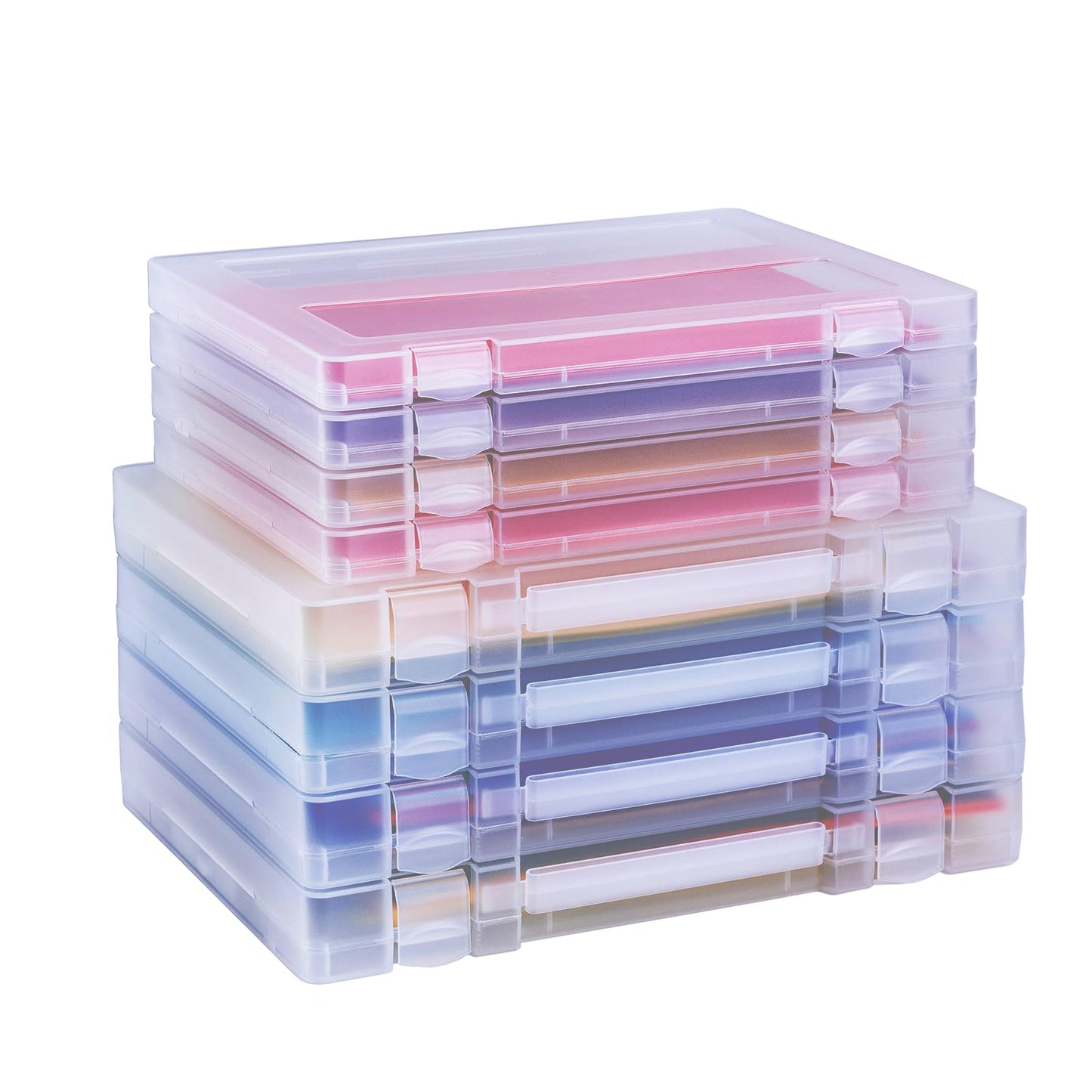 Mickiewicz 8 Pack Paper Storage Boxes, 8.5 x 11 Plastic Portable Project Case for US letter Size and A4 paper, Plastic Multi-Purpose Thick Scrapbook Storage Box for Office,Craft or Art Supplies