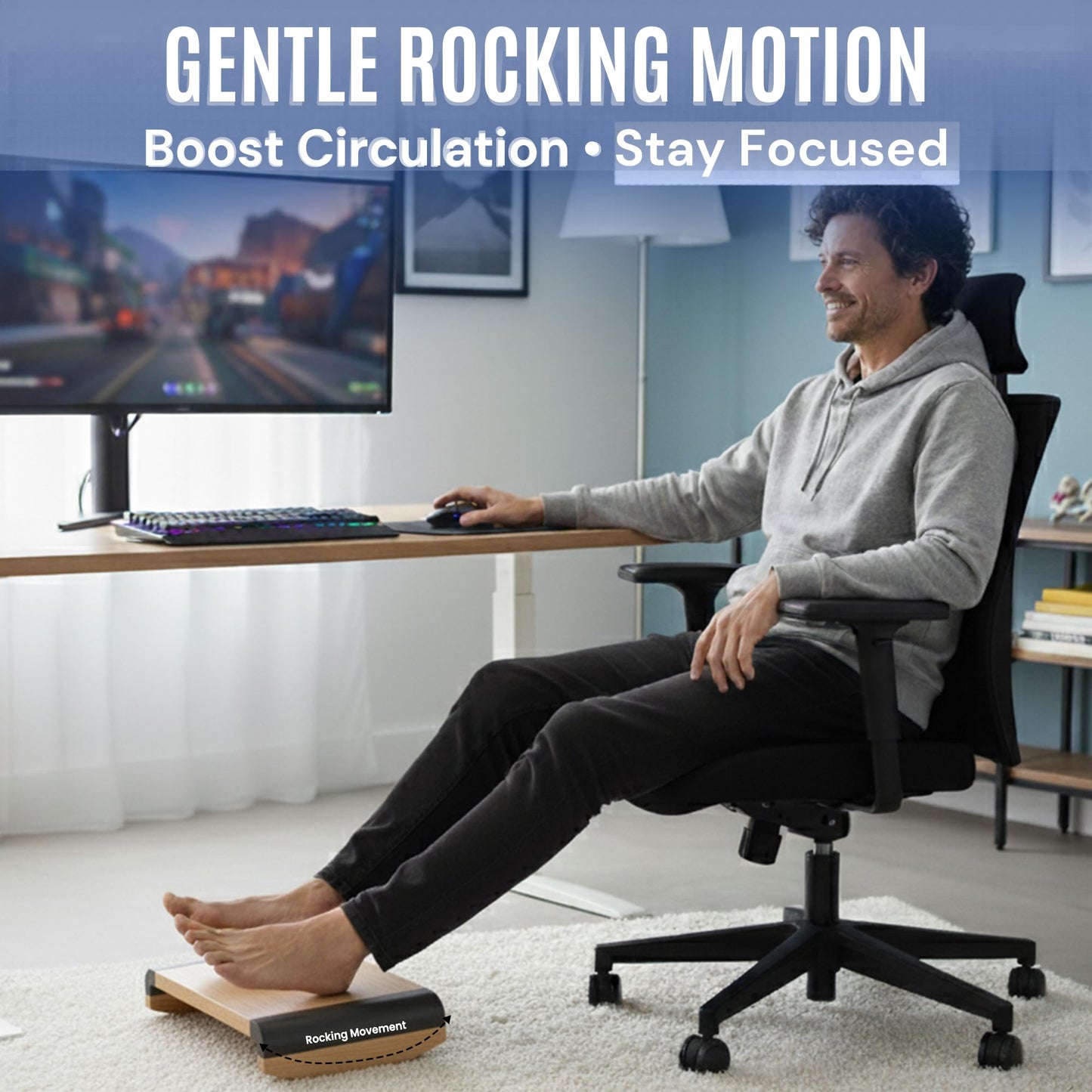 Tiel Ergonomic Foot Rest for Under Desk at Work, Rocking Footrest with Comfort Support, Office Foot Stool for Desk Chair, Leg Rest Stand for Home and Remote Office