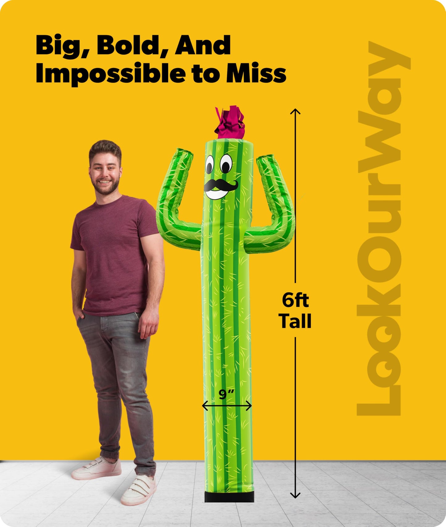 LookOurWay Air Dancers Wacky Waving Inflatable Tube Man Attachment - 6 Feet Tall Advertising Air Dancer Waving Man Inflatable Tube Guy - Blower Not Included - Cactus